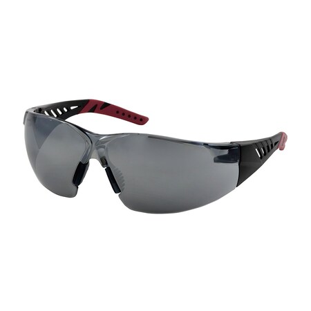 Pip Rimless Safety Glasses with Black / Burgundy Temples, Silver Mirror Lens and Anti-Scratch / 250-36-0025